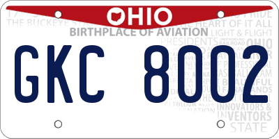 OH license plate GKC8002