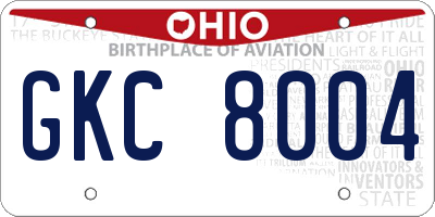 OH license plate GKC8004