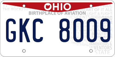 OH license plate GKC8009