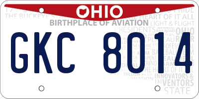 OH license plate GKC8014