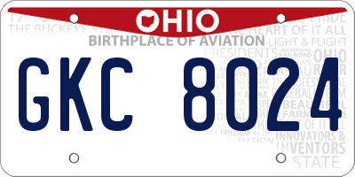 OH license plate GKC8024