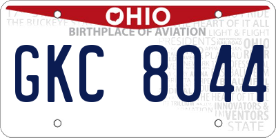 OH license plate GKC8044