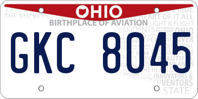 OH license plate GKC8045