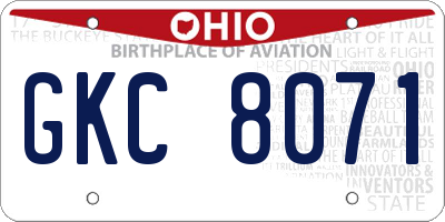 OH license plate GKC8071