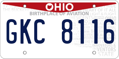 OH license plate GKC8116
