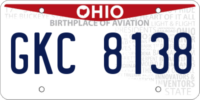 OH license plate GKC8138