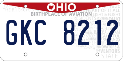 OH license plate GKC8212
