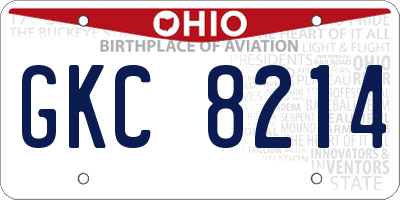 OH license plate GKC8214