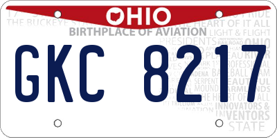 OH license plate GKC8217