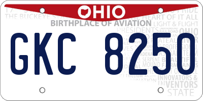 OH license plate GKC8250