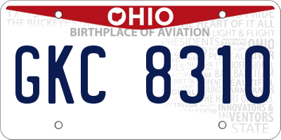 OH license plate GKC8310