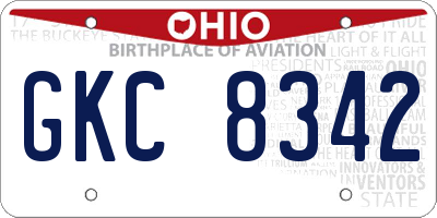 OH license plate GKC8342