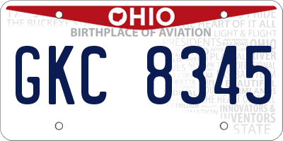 OH license plate GKC8345