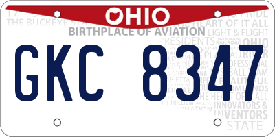 OH license plate GKC8347