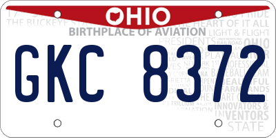 OH license plate GKC8372