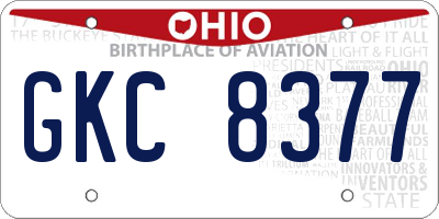 OH license plate GKC8377