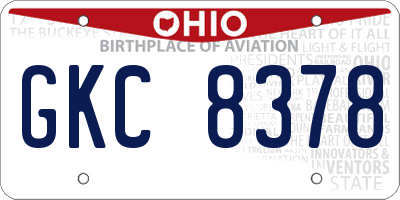 OH license plate GKC8378