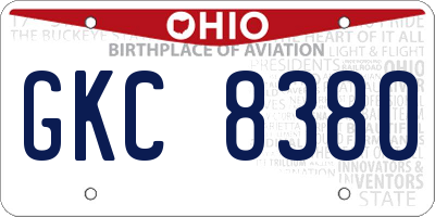 OH license plate GKC8380