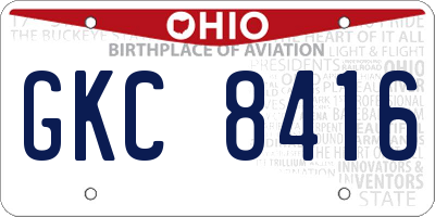 OH license plate GKC8416