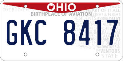 OH license plate GKC8417
