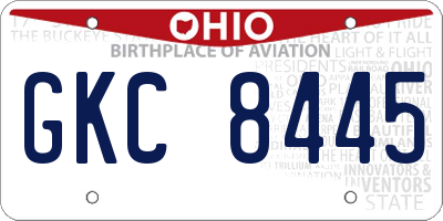 OH license plate GKC8445