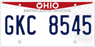 OH license plate GKC8545