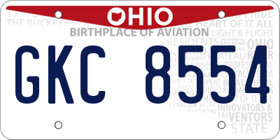 OH license plate GKC8554