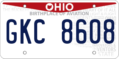 OH license plate GKC8608