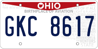 OH license plate GKC8617