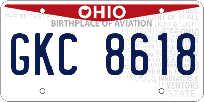 OH license plate GKC8618