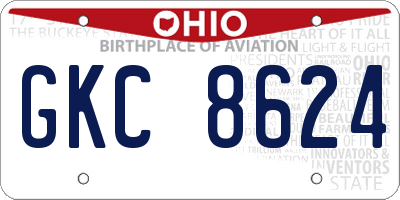 OH license plate GKC8624