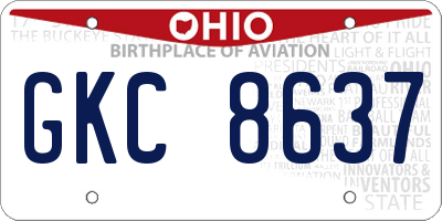 OH license plate GKC8637