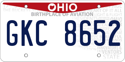 OH license plate GKC8652