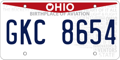 OH license plate GKC8654
