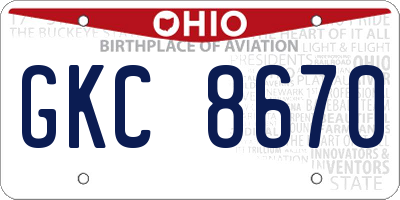 OH license plate GKC8670