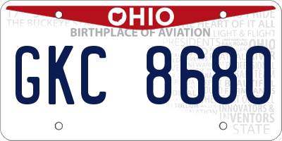 OH license plate GKC8680