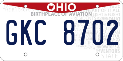 OH license plate GKC8702