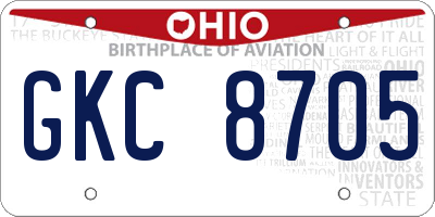OH license plate GKC8705