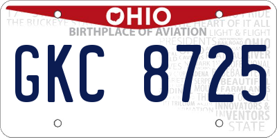 OH license plate GKC8725