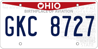 OH license plate GKC8727