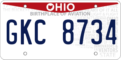 OH license plate GKC8734