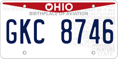 OH license plate GKC8746