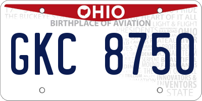 OH license plate GKC8750