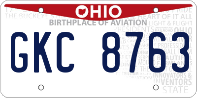 OH license plate GKC8763