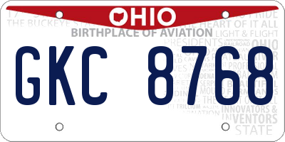 OH license plate GKC8768