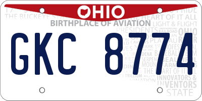 OH license plate GKC8774