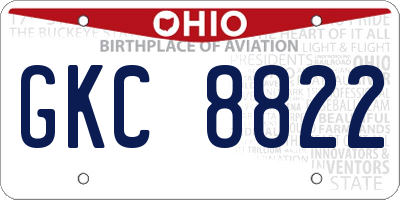 OH license plate GKC8822