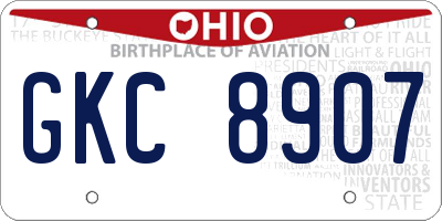 OH license plate GKC8907