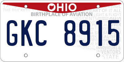 OH license plate GKC8915