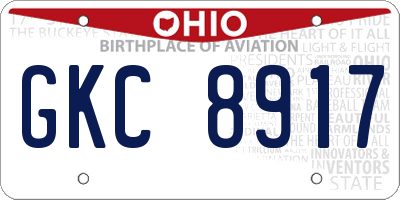 OH license plate GKC8917